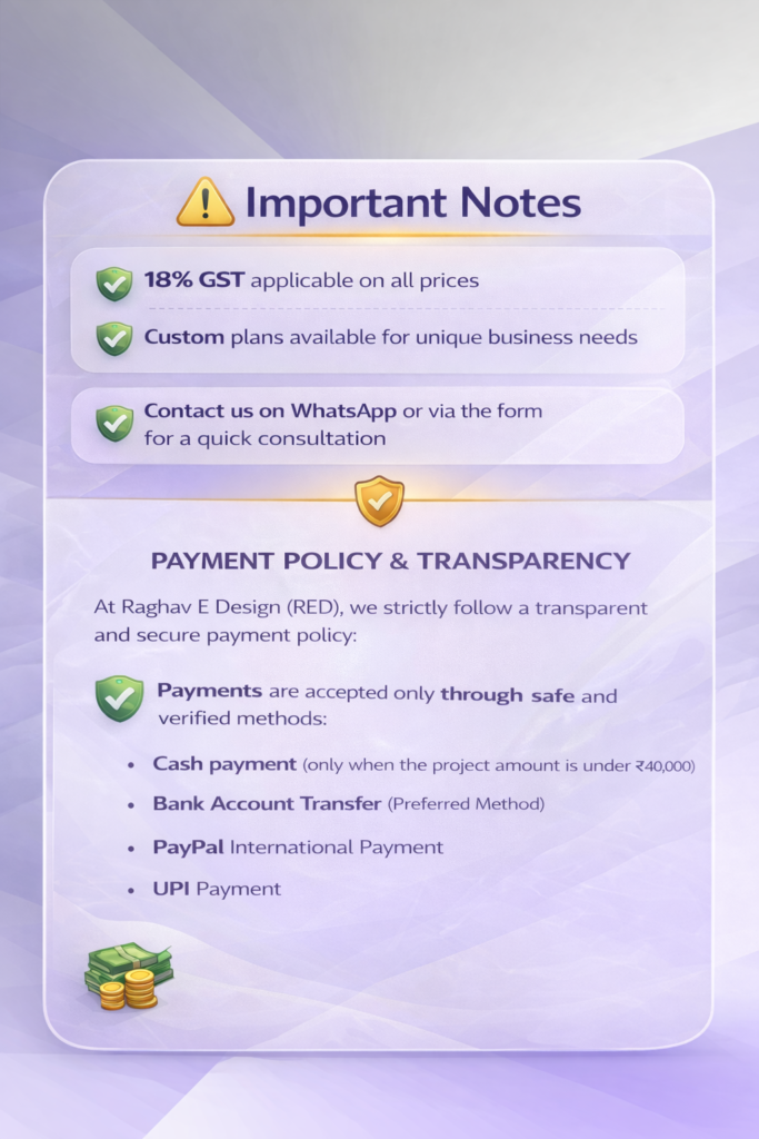 Raghav E Design Payment Policy & Transparency 