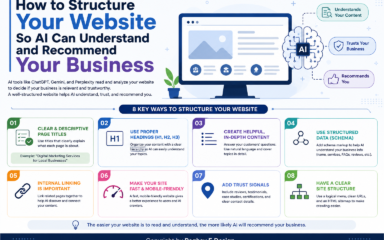 Diagram showing how to structure your website for AI so search engines and chatbots can understand and recommend your business