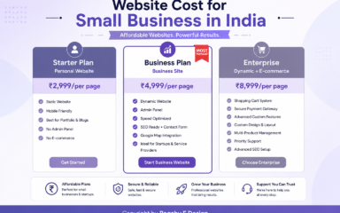 Website cost for small business in India shown through pricing breakdown chart