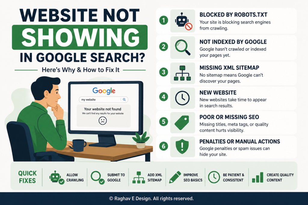 Website not showing in Google search results illustration
